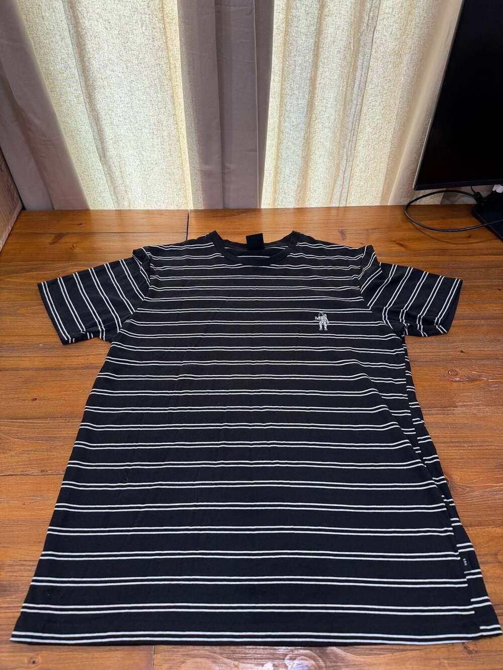 Sunrise Kingdom Striped Astronaut Embroidered Logo Short Sleeve T-Shirt